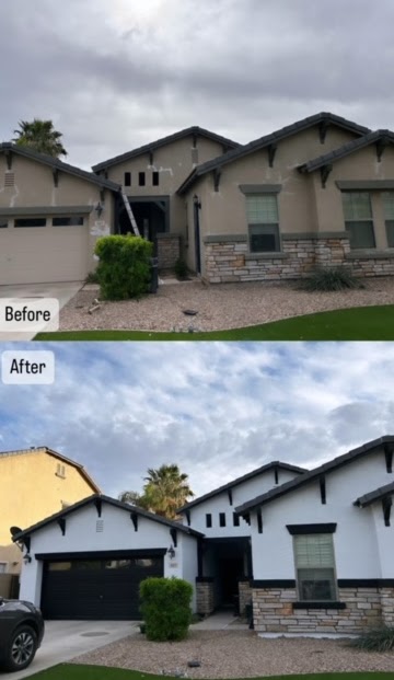 Residential exterior repaint — before and after