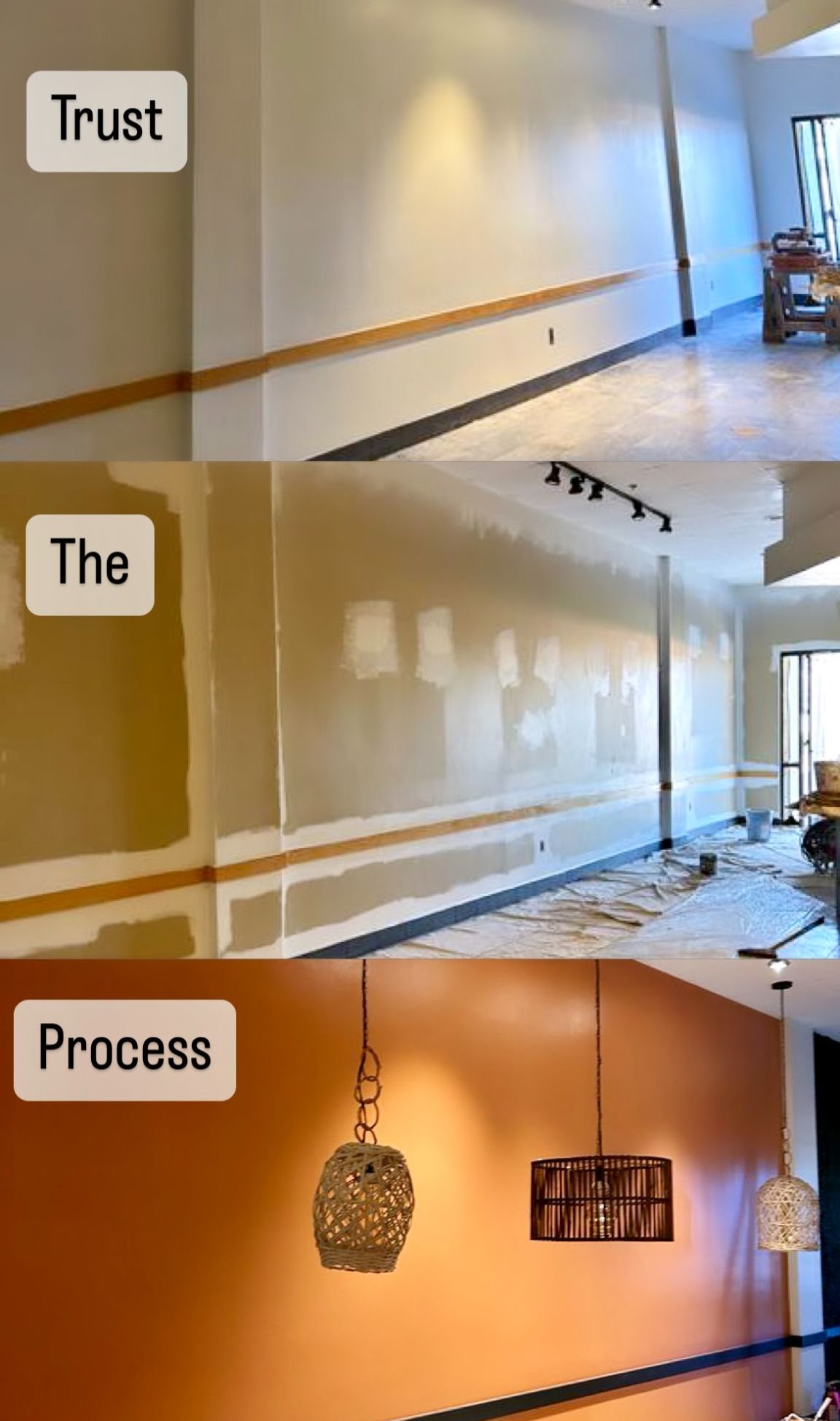 Interior hallway accent wall with custom signage