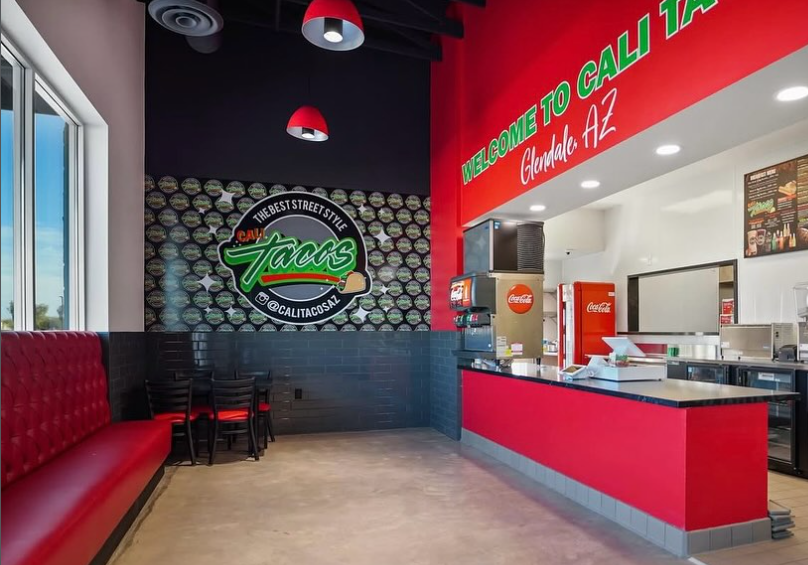 Commercial interior repaint — restaurant counter and seating