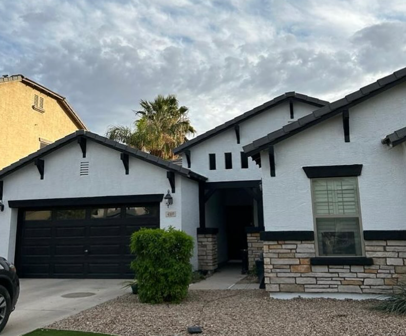 Residential exterior repaint — front elevation